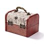 Vintage Wooden Jewelry Box, Pu Leather Decorative Treasure Chest Boxes, with Carry Handle and Latch, Rectangle