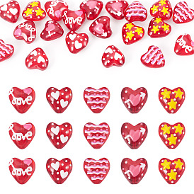 20 шт. 5 стили стеклянные эмалевые бусины, бусины ручной работы, сердце