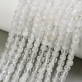 Natural Quartz Crystal Beads Strands, Rock Crystal, Faceted Cube