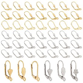 48Pcs 6 Styles 304 Stainless Steel Shell Leverback Earring Findings, with Loop