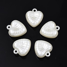 ABS Plastic Imitation Pearl Pendants, Heart