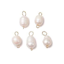 Натуральный пресноводный жемчуг рисовые коннекторы подвески, белые