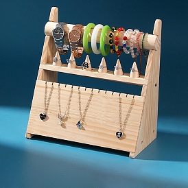 Desktop Wood Jewelry Display Rack, Jewelry Stand, For Hanging Necklaces Earrings Bracelets