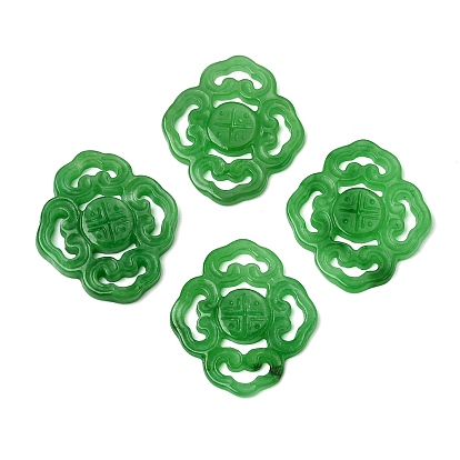 Окрашенные соединительные подвески из натурального бирманского нефрита, резные ромбовидные звенья