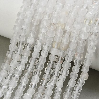 Natural Quartz Crystal Beads Strands, Rock Crystal, Faceted Cube