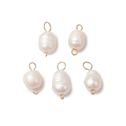 Натуральный пресноводный жемчуг рисовые коннекторы подвески, белые