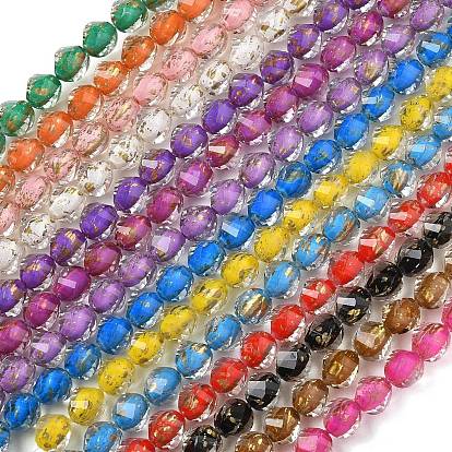 Stränge aus Harz und Glasperlen, Perle in Perlen, Twist, mit Glitzerpulver, facettiert
