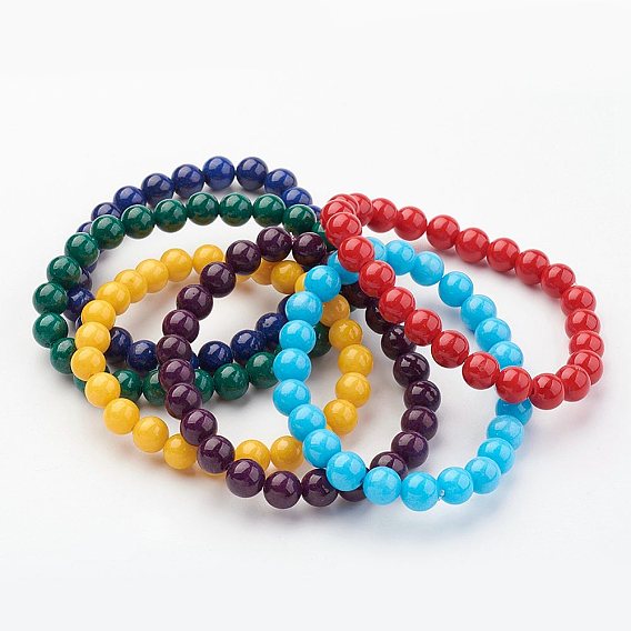 Натуральный шашень нефрита бисер стрейч браслеты, круглые