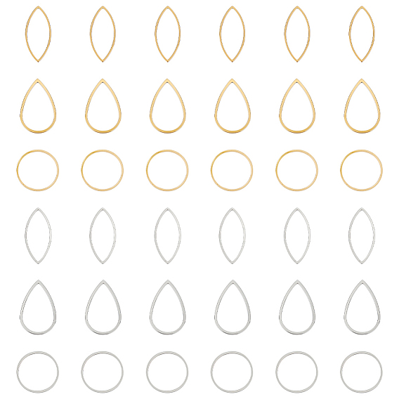 36шт 6 стиль 201 и 304 соединительные кольца из нержавеющей стали, лазерная резка, конский глаз, капля и круглое кольцо