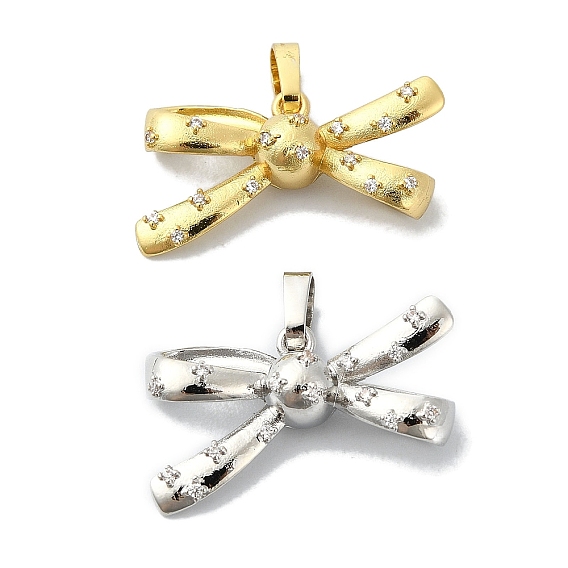 Подвески из кубического циркония с покрытием из латуни, бантом, долговечный, без свинца и без кадмия