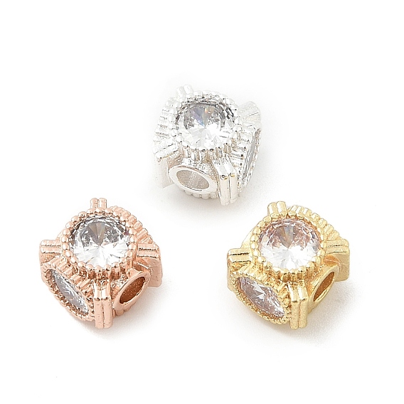 Латунные микро проложить кубического циркония бусы, квадратный, стойки покрытие, без кадмия и без свинца, долговечный