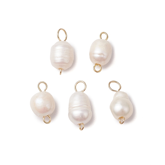 Натуральный пресноводный жемчуг рисовые коннекторы подвески, белые