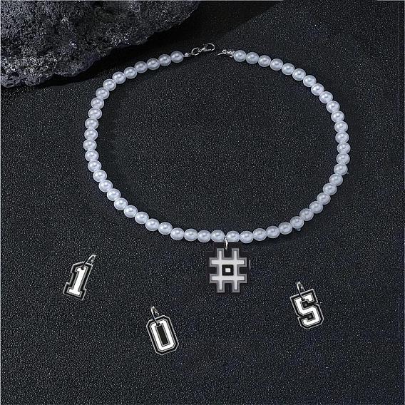 ПВХ фигурка кулон пластиковый жемчуг круглый бисер ожерелья для женщин мужчин, платина, белые