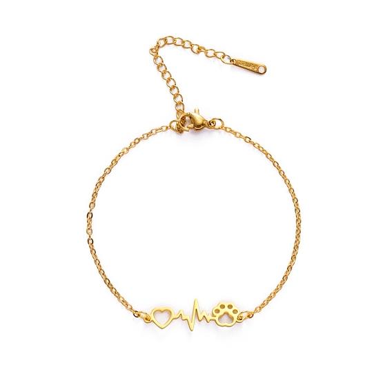 Браслеты из нержавеющей стали с звеньями Heat Beat и принтом собачьей лапы