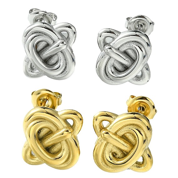 304 Stainless Steel Stud Earrings, Knot