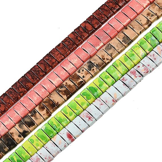 2-дырочные синтетические немагнитные гематитовые бусины, Retangle, окрашеные