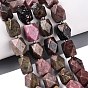 Rhodonite naturelles brins de perles, perles à facettes taillées en diamant, losange, avec des perles de rocaille