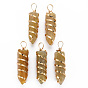 Natural Agate Pointed Pendants, with Golden Brass Findings, Dyed, Bullet
