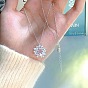Christmas Alloy Rhinestone Snowflake Pendant Necklaces for Women, Platinum