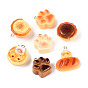 Непрозрачные подвески смолы, имитация еды, разнообразные, с платиновыми железными петлями