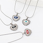 304 Stainless Steel Enamel Evil Eye Heart Pendant Necklaces for Women, Stainless Steel Color
