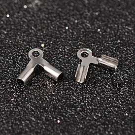 304 Stainless Steel Folding Crimp Ends, Fold Over Crimp Cord Ends, 9x9x2mm, Hole: 1mm