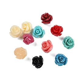 Synthetic Coral Carved Beads, Dyed, Flower, Half Drilled