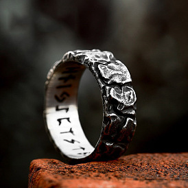 Stainless Steel Odin Norse Amulet Rune Couple Viking Rings for Men Women