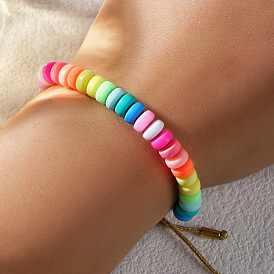 Браслеты из плетеных бусин из полимерной глины для женщин, плоско-круглые