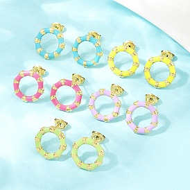 304 серьги-гвоздики из нержавеющей стали с эмалью, золотые