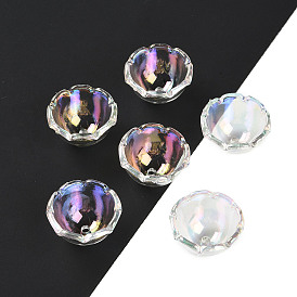 UV Plating Acrylic Beads Caps, Iridescent, Semicircle