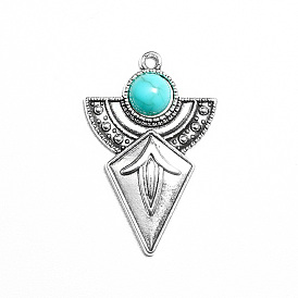 Тибетский стиль сплава цинка подвески, с акриловой имитацией синтетического бирюзового цвета