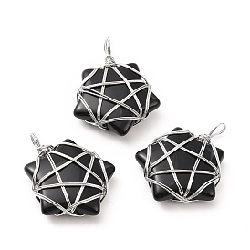 Природные и синтетические Gemstone подвески, с обмоткой из медной проволоки, без кадмия и без свинца, смешанные окрашенные и неокрашенные, звезда