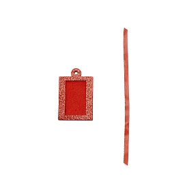 Tarjeta de marco de foto de brillo de tela no tejida rectangular, con la cinta, para adornos navideños