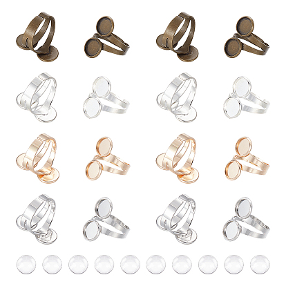 Набор для самостоятельного изготовления двойного куполообразного кольца, включая латунные кольца для манжет, Кабошоны из стекла