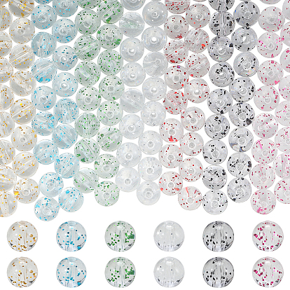 350 шт 7 цвета прозрачные акриловые бусины, с блеском порошок, круглые
