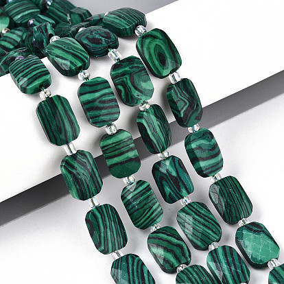 Синтетического малахита бисер нитей, прямоугольные, граненые, с бисером