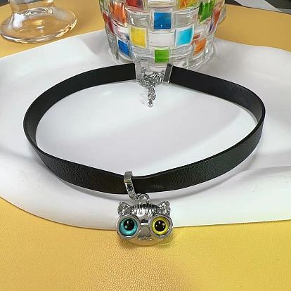 Cute Cat Choker Necklace with Cool Glasses - Unique, Stylish, Lock Chain.