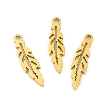 Ion Plating(IP) 304 Stainless Steel Pendants, Laser Cut, Leaf Charm