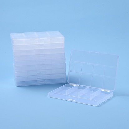 Rectangle Polypropylene(PP) Bead Storage Containers, with Hinged Lid and 9 Grids, for Jewelry Small Accessories
