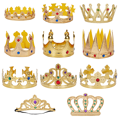 11 Styles PU Leather & Plastic Crown Headbands, Hair Accessories for Girls Women Party Decoration