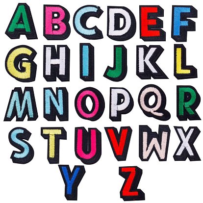 Computerized Embroidery Cloth Iron On Patches, Costume Accessories, Appliques, Alphabet, Letter A~Z
