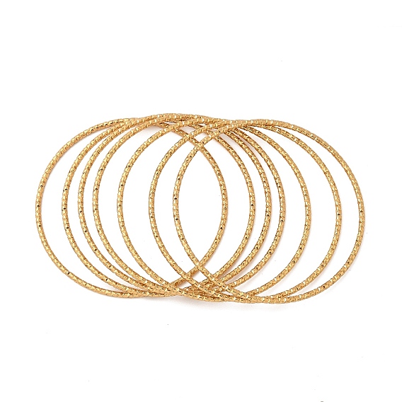 7шт. вакуумное покрытие PVD 304 набор текстурированных браслетов из нержавеющей стали для женщин