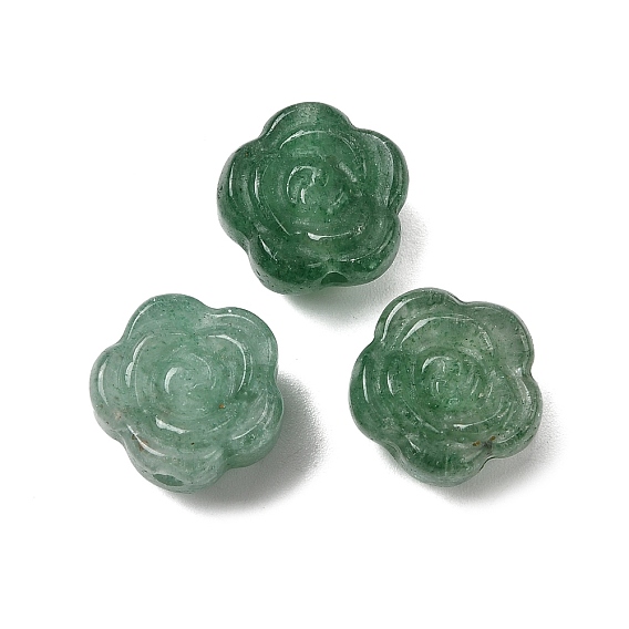 Резные бусины из натурального зеленого клубничного кварца, цветок