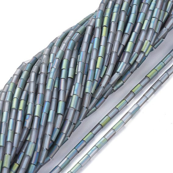 Гальванические бусины из матового стекла, с полным покрытием цвета радуги, колонка