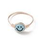 Smiling Face Acrylic Finger Ring, Copper Wire Wrapped Jewelry for Women