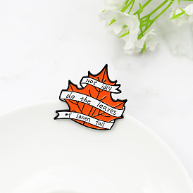 Maple Leaf Letter Ribbon Pin: Fashionable Alloy Brooch for Autumn Leaves Hug