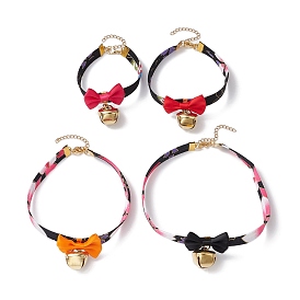 Polyester Pet Collar, Pet Necklaces with Iron Bell