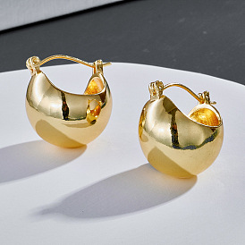 Gold Plated Half Circle Earrings - Chic Retro Short Drop Ear Jewelry for Fashionable Women