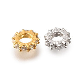 925 бусины из стерлингового серебра с микропаве, прозрачные бусины из кубического циркония, плоско-круглые